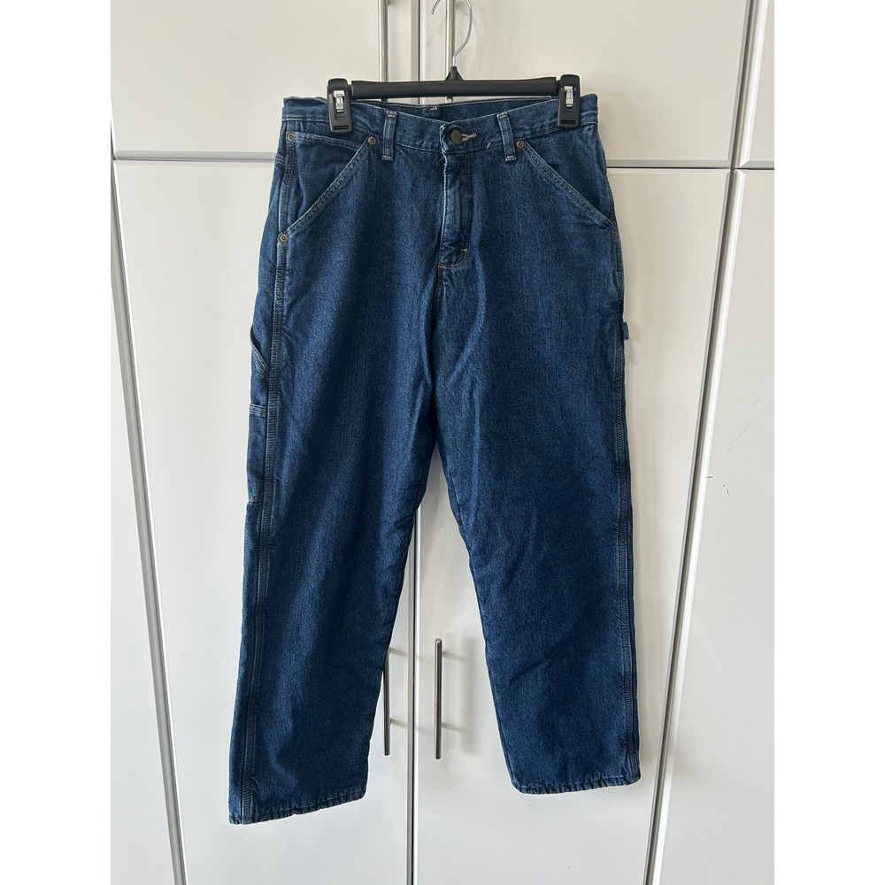 Wrangler Carpenter Jeans Mens Dark Wash Denim Utility Workwear Pants Straigh